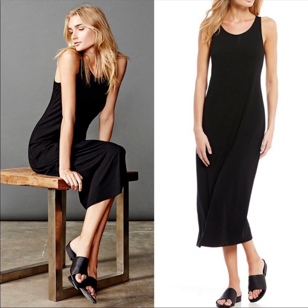 NWT Eileen Fisher “system” black scoop neck midi dress size Small